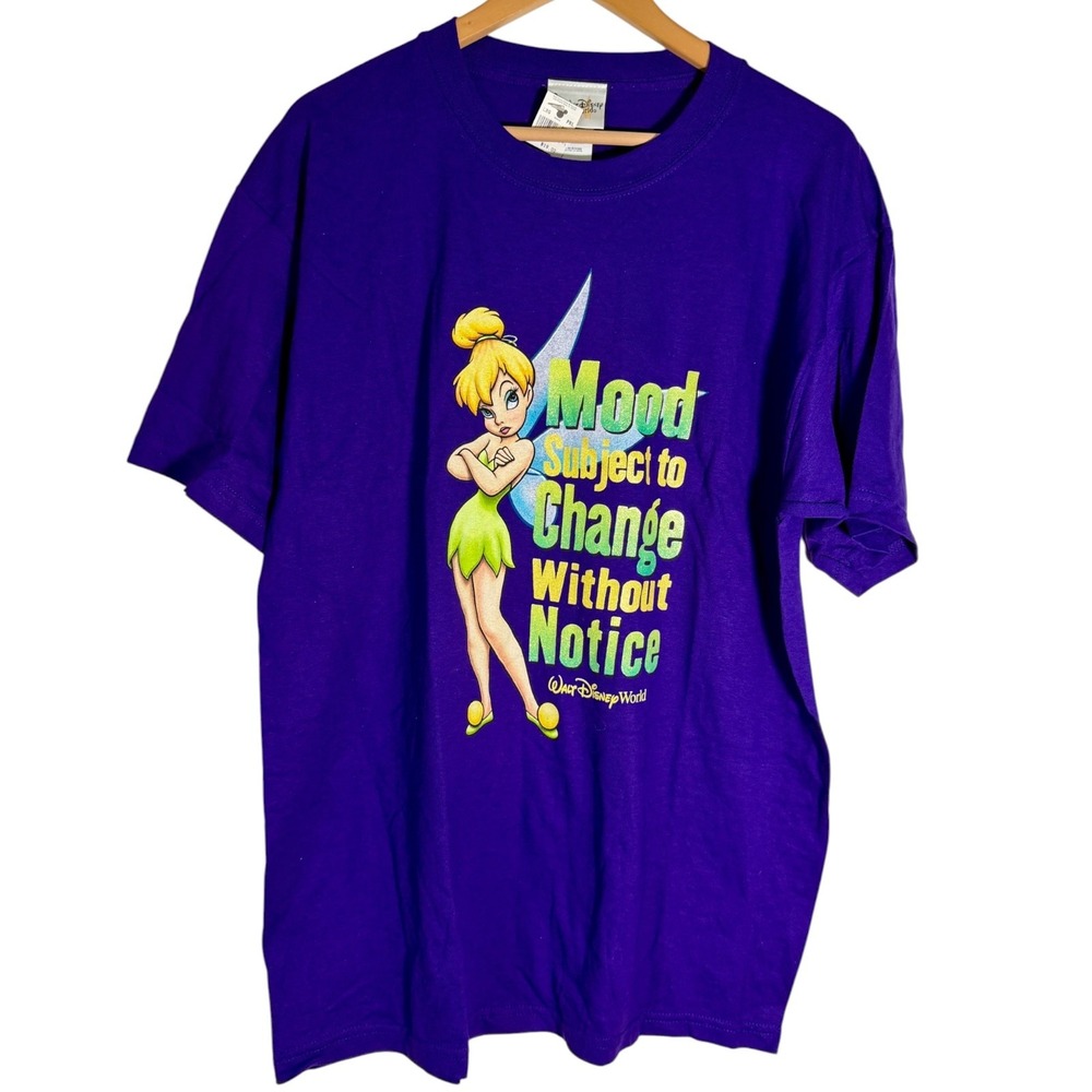 NWT Vintage Walt Disney World Tinker Bell Mood Subject Change T Shirt Purple L
